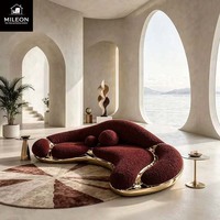 Canapé de luxe personnalisé en forme de croissant, avec cadre en acier inoxydable doré, canapé de loisirs design pour l'intérieur des hôtels de luxe