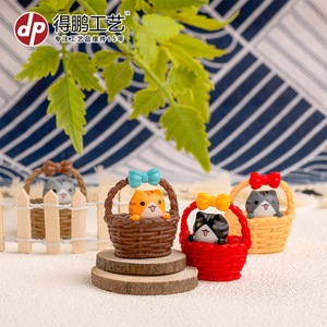 Figurines de chat miniatures en forme de panier, moulées par injection, ornements décoratifs pour la maison, cadeaux d'anniversaire Depeng Crafts - Product Image 2