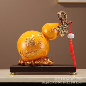 Ornement en résine époxy chinoise en forme de gourde, artistique et créatif, cadeau de pendaison de crémaillère pour salon, bureau, entrée, cave à vin, bureau - Product Image 2