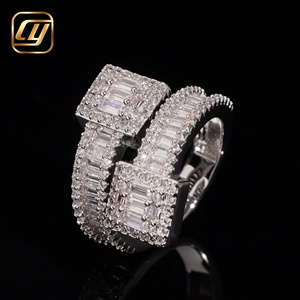 Luxury Women's White Gold <b>Emerald</b> Cut Diamond <b>Ring</b> Rhodium Plated GIA Certified Wedding Band Full Eternity Pave Setting - Product Image 2