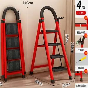 Huishoudelijke Ladder Visgraatladder Opvouwbaar Verdikte Koolstofstaal Engineering Ladder Cadeau