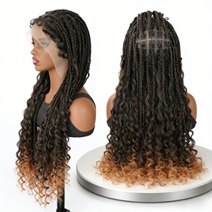 Parrucca Sintetica ad Alta Densità Tintabile, Stile Boho Goddess Locs, 30 Pollici, Treccine a Crochet Stile Messy Box, Ricci, con Frontale in Pizzo, da Donna - Product Image 5