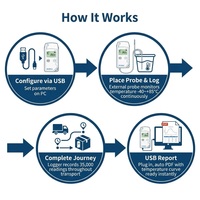 Enregistreur de données PDF personnalisé multi-usage réutilisable M100Ext avec écran LCD USB et sonde en acier