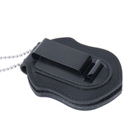 Badge de sécurité professionnel personnalisé en alliage de zinc argenté vierge avec porte-badge en cuir
