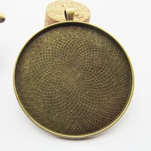 Большой античный серебряный тон/античная бронза, круглая основа, Очаровательная подвеска для кабошона 58 мм/картина/Камея