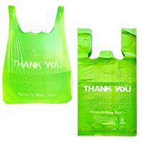 Usine HDPE merci t-shirt gilet poignée transporteur sacs d'épicerie LDPE vert plastique effectuer sac à provisions