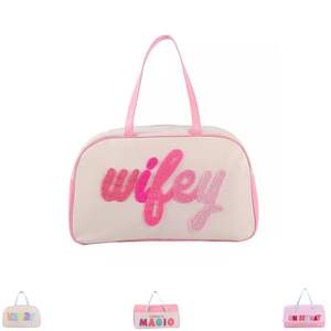 Bolsas Personalizadas al por Mayor, Nueva Bolsa de Viaje Deportiva Impermeable de Gran Capacidad con Monograma, Bolsa de Lona Crema Vacay - Product Image 1