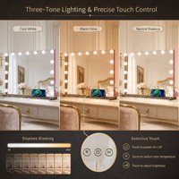 Miroir de maquillage LED de bureau OEM ODM avec cadre en fer, port Type-C, ampoules G35 de 15W, personnalisation des couleurs