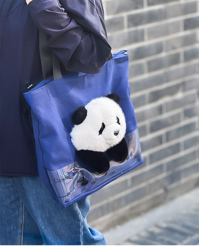 3D Plush Panda Character Canvas Outdoor Handbag 3D Promotional Tote Bag for Food Storage Indoor and Outdoor Use Cartoon Tote