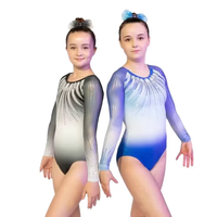 Justaucorps de gymnastique et de danse à manches longues personnalisé en usine, orné de strass brillants, Mystique, pour compétition professionnelle de gymnastique