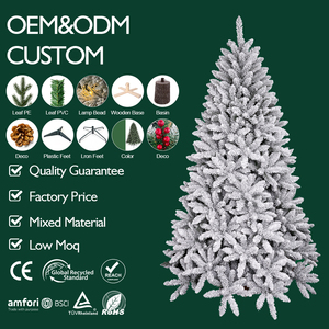 Sapin de Noël floqué UMIND sur mesure, en PVC blanc givré, avec support métallique, pour décoration intérieure des fêtes - Product Image 1