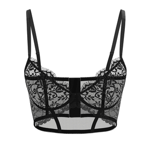 Ensemble de lingerie sexy pour femmes matures en mousseline de soie transparente et respirante, comprenant un soutien-gorge, une culotte et une broderie de paillettes. - Product Image 1