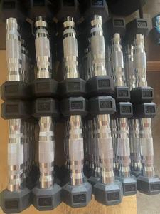 Trọng lượng quả tạ đen cao su lục giác quả tạ phòng tập thể dục sử dụng giá rẻ Hex cao su tráng quả tạ đặt - Product Image 4