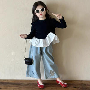 Vêtements pour filles, <span class=keywords><strong>collection</strong></span> automne 2026, hauts à volants élégants, t-shirts en tissu synthétique mélangé pour filles - Product Image 2