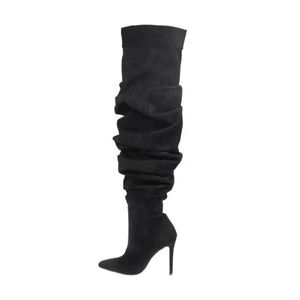 Bottes en jean pour femme, plateforme, style western, hauteur au-dessus du genou, collection automne 2024 - Product Image 4