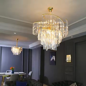 Lampe en cristal d'art en spirale créative Salle à manger Restaurant Lustre en cristal d'or de luxe Éclairage - Product Image 6
