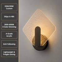 Lampe murale LED en acrylique ultra-mince en forme de losange effet glace craquelée pour la décoration de la chambre à coucher, du chevet et du salon