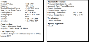 Comair Rotron CLE2T2 Caravel 115V AC 254X89mm 25489 67W 1400RPM 1.0A 455CFM Inversor Ventilador de refrigeración axial - Product Image 2
