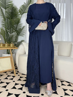 Abayas Musulmanes Boutique pour Femmes, Robe Abaya Islamique Traditionnelle Modeste Élégante en Dentelle à Manches Longues, Vente en Gros, Mode Ramadan Aïd