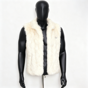 Veste en fourrure personnalisée Doger pour hommes, veste en fourrure <span class=keywords><strong>de</strong></span> lapin véritable, veste en fourrure et gilet, <span class=keywords><strong>manteau</strong></span> chaud à fermeture éclair, pardessus, vêtements d'extérieur russes pour hommes - Product Image 3