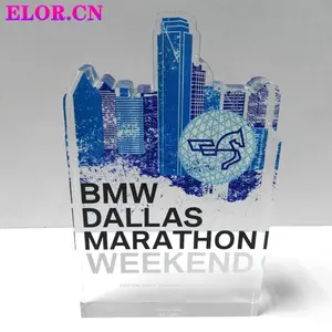 Specially Shape Acrylic Trophy Awards UV Printing Colorful Marathon Trophy Good Looking Customization By Your Design