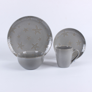 Juego <span class=keywords><strong>de</strong></span> Vajilla Estilo Costero con Estrellas <span class=keywords><strong>de</strong></span> Mar en Relieve - Platos, Tazones y Taza <span class=keywords><strong>de</strong></span> Café <span class=keywords><strong>de</strong></span> Gres Gris con Diseño Impreso - Product Image 3