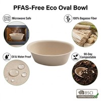 Conteneur alimentaire en bagasse de couleur naturelle, 200 ml, forme elliptique personnalisée, recyclable, sans pollution plastique, bol à salade