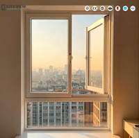 Ventana Abatible de PVC Estilo Moderno Neozelandés, Marco de Acero y Plástico, Función Antiviento, Ideal para Hoteles