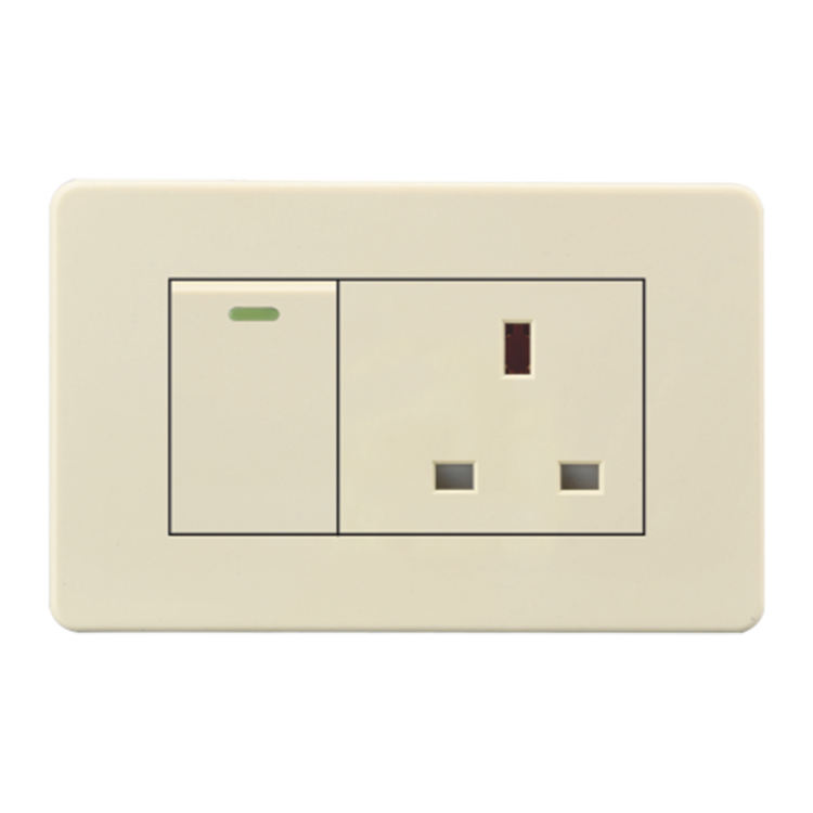 VNX USA Standard One Gang Electrical Switch With 13A Wall Socket Switch PC Material for Home