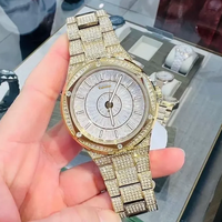 Montre à quartz pour femme MKOriginals avec logo personnalisé, boîtier irrégulier entièrement serti de cristaux, montre-bracelet pour femme, vente en gros, MOQ usine