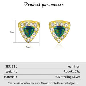 Caliente personalizado S925 plata esterlina ópalo de fuego pendientes sin deslustre accesorios de mujer geométrico boda fiesta fábrica al por mayor - Product Image 4
