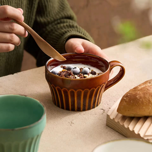 Mug à café en céramique de style créatif 350 ml, à large ouverture, design nordique simple, sans danger pour les aliments, réutilisable, durable, multicolore, logo personnalisé - Product Image 3