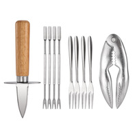 Ensemble d'outils pour fruits de mer de 10 pièces, bleu, avec pics à crabe, fourchette à crabe, outil à huîtres