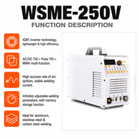 Machine à souder TIG à impulsions AC DC numérique WSME-250V 220V, soudeuse à l'aluminium avec fonction de soudage à l'arc MMA