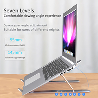 Support pour ordinateur portable pliable en aluminium à 7 vitesses, hauteur réglable, mini support portable en alliage pliable pour ordinateur portable