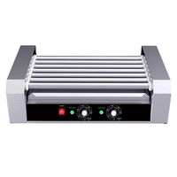 Grille à saucisses en acier inoxydable de qualité commerciale, machine à griller les hot-dogs avec double contrôle de température indépendant