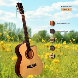 Factory Wholesale Premium 40Inch Cutaway Acoustic Guitar with Solid Spruce <b>Top</b> for Professionals Guitar Acoustic(W61-SB) - Product Image 1