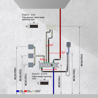 Système de douche mural moderne en laiton avec robinet thermostatique encastré