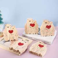 Ensemble de puzzles en bois en forme de famille d'ours, figurines d'animaux en bois massif personnalisées, ornement de bureau, décoration de la maison, cadeau de Noël