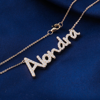 Collier personnalisé avec nom en diamant 10k, pendentif en or, momanite, cadeaux personnalisés