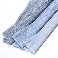 Tissu denim jacquard bleu à rayures déchirées, 80% coton, pour jeans, 9 oz, tissu denim de haute qualité, vente en gros
