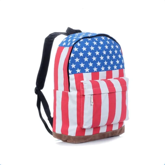 ホットセールキャンバスバッグクールUK & USAフラッグカスタム国旗プリントスタイリッシュなグラフィティパターンスクールバックパック