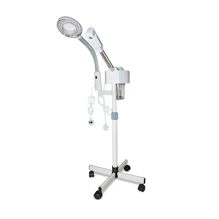 Portable beauty salon electric ozone facial steamer with magnifying lamp