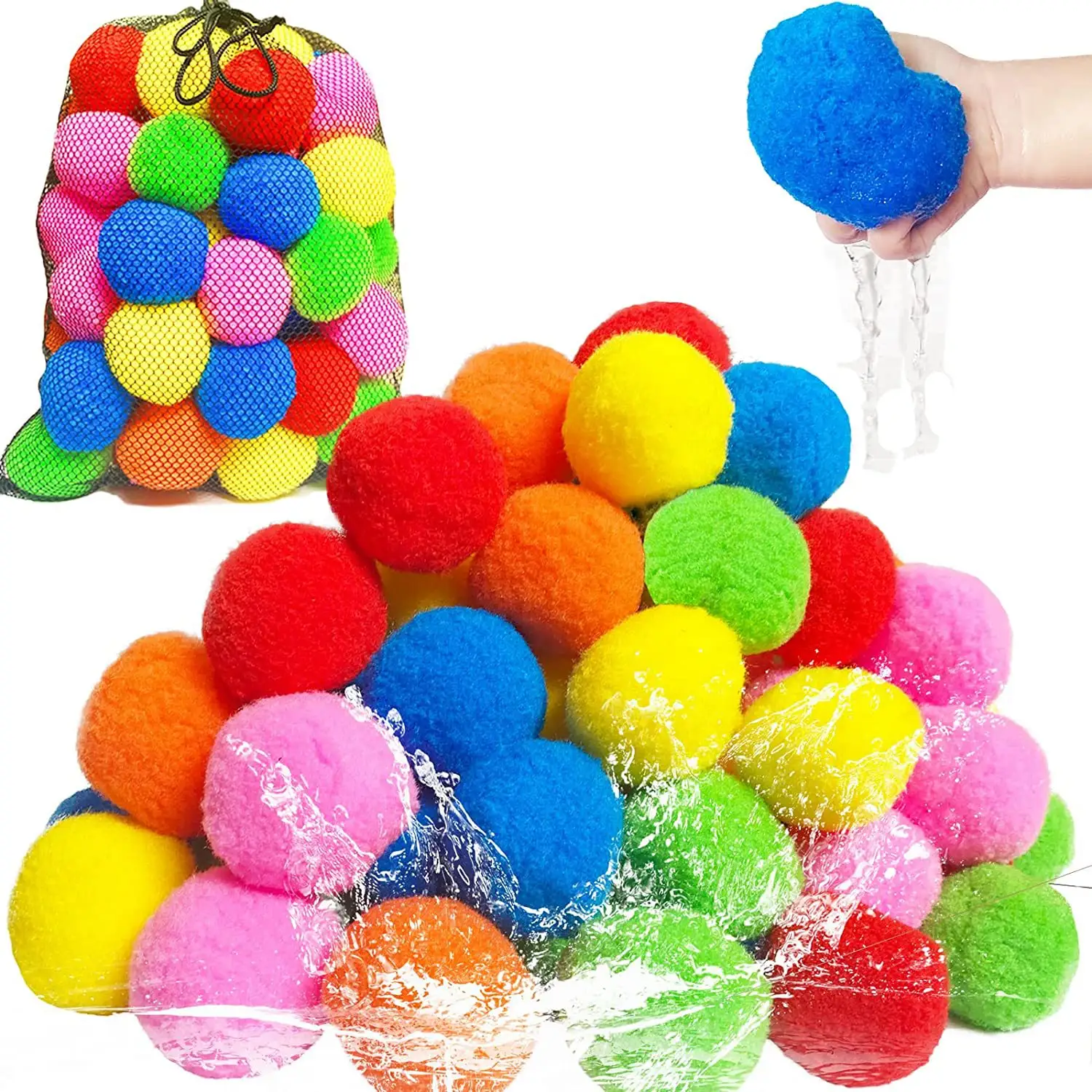 Reusable Water Polo Toys Suitable For Summer Outdoor Beach Swimming Pool Parties Cotton Water Polo Soft Cotton Bomb Balls