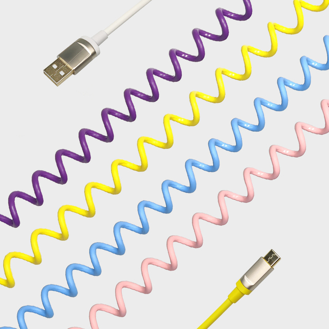 Metal Aviation Connector Type-C Coiled Cable Custom Mechanical Keyboard Double Sleeved Nylon Data Cable