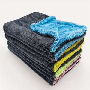 <span class=keywords><strong>Serviette</strong></span> en microfibre bleue double face à boucles torsadées pour le séchage et le nettoyage des tissus de voiture - Product Image 4