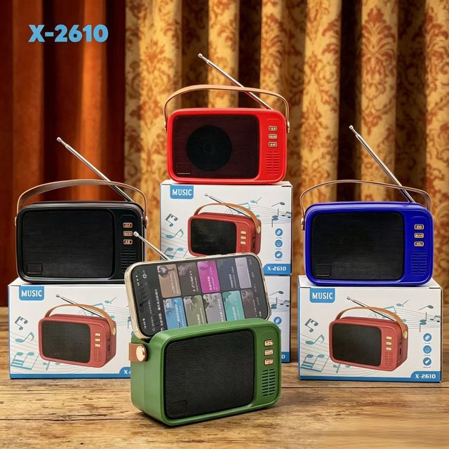 X-2610 New Retro Mini Wireless Portable BT Speaker with FM Radio/USB/TF/ Active BT Stereo Bass Pocket Blue-tooth Speaker