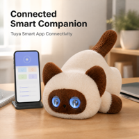 Jouet robot interactif en peluche pour chat avec IA, yeux LED vocaux, super doux, rembourré en coton PP, pour anniversaire et anti-stress