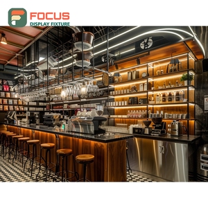 Mostrador de Servicio para Cafetería Creativa con Frente de Vidrio Templado, Área de Exhibición de Granos de Café, Mostrador de Servicio para Tostador de Café - Product Image 6