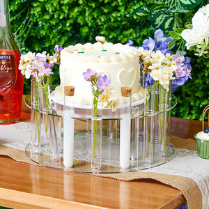 Alzata per Torte Rotonda in Acrilico da 14 Pollici con Luci a Stringa, Supporto per Dessert con 15 Tubi, Alzata Cilindrica per Torte e Fiori - Product Image 6